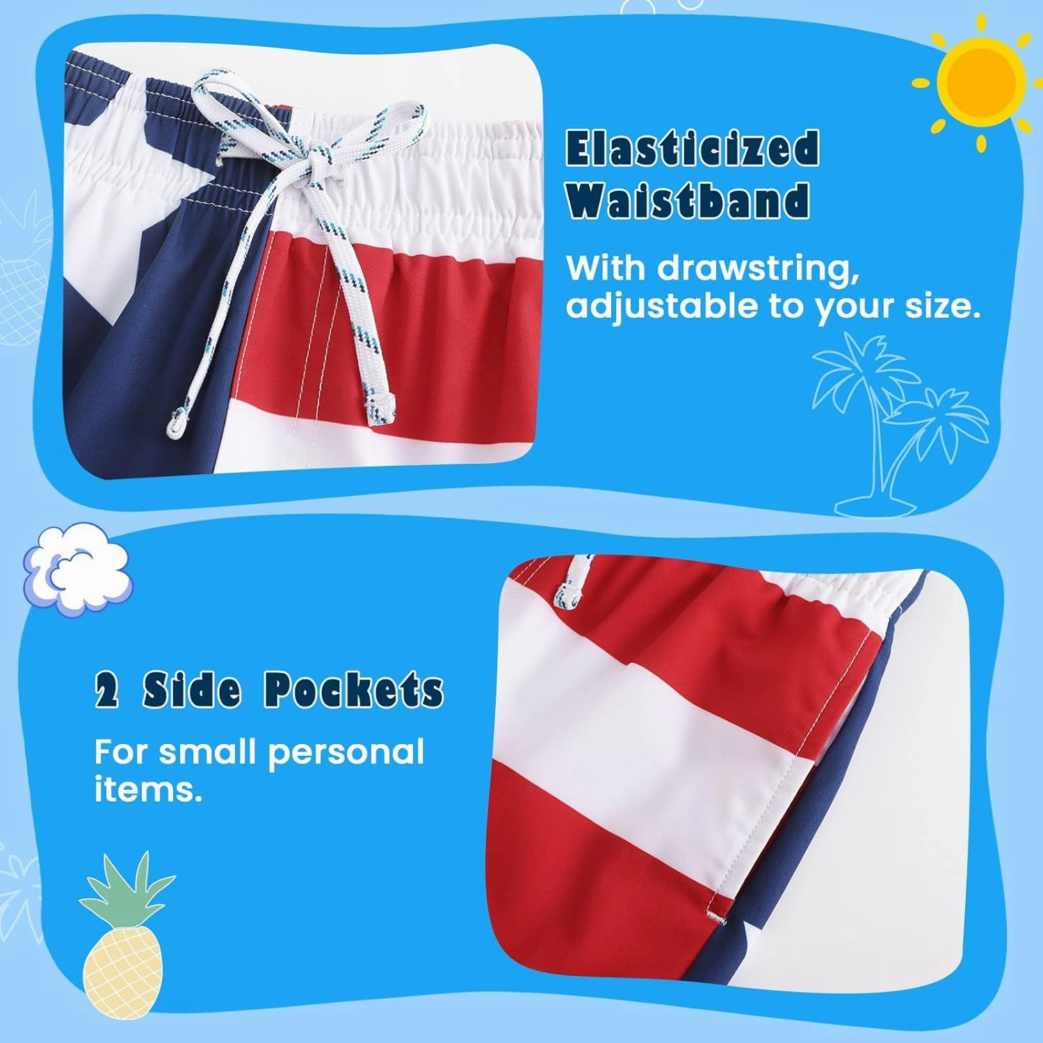 HODOSPORTS Boys Swim Trunks with Compression Liner Swimwear Bathing Suits Swim Shorts with Pockets