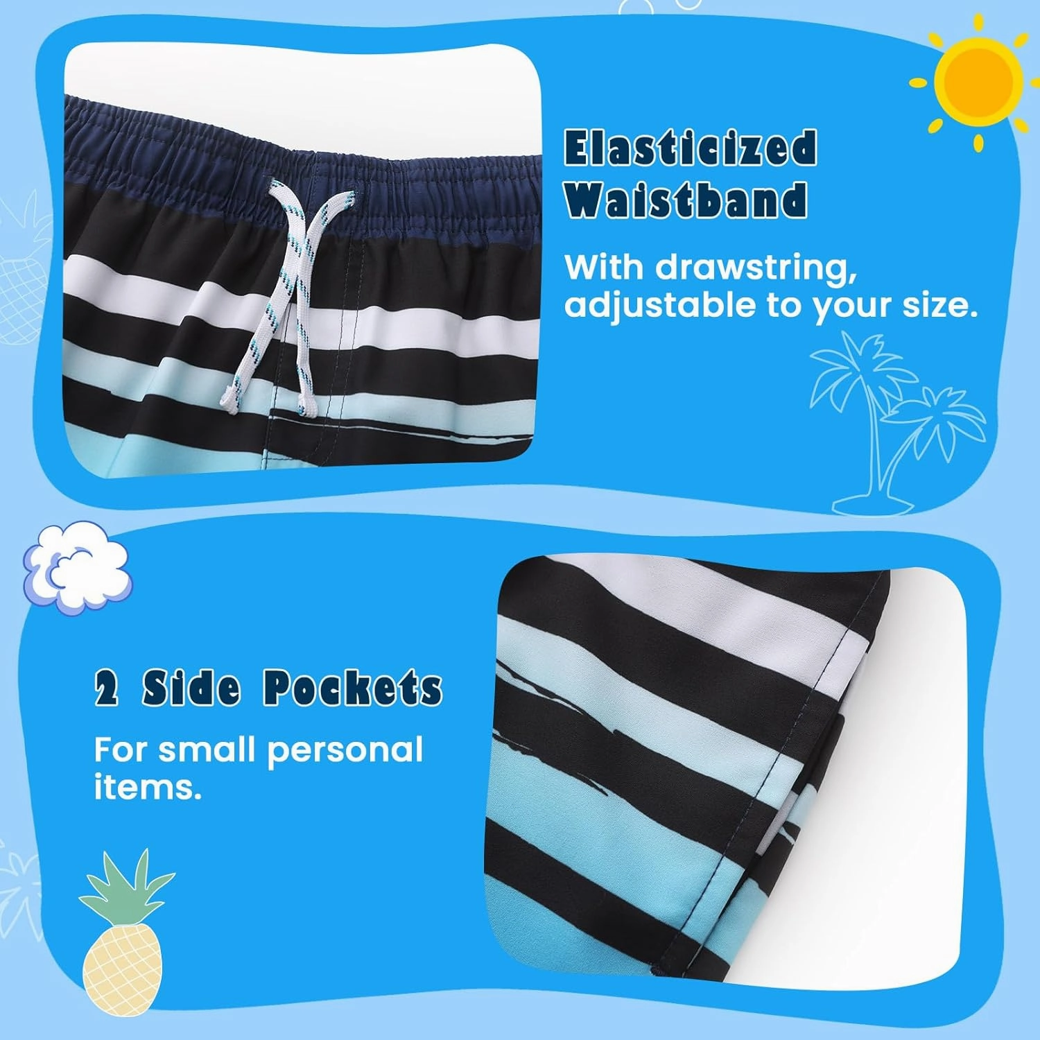 HODOSPORTS Boys Swim Trunks with Compression Liner Swimwear Bathing Suits Swim Shorts with Pockets