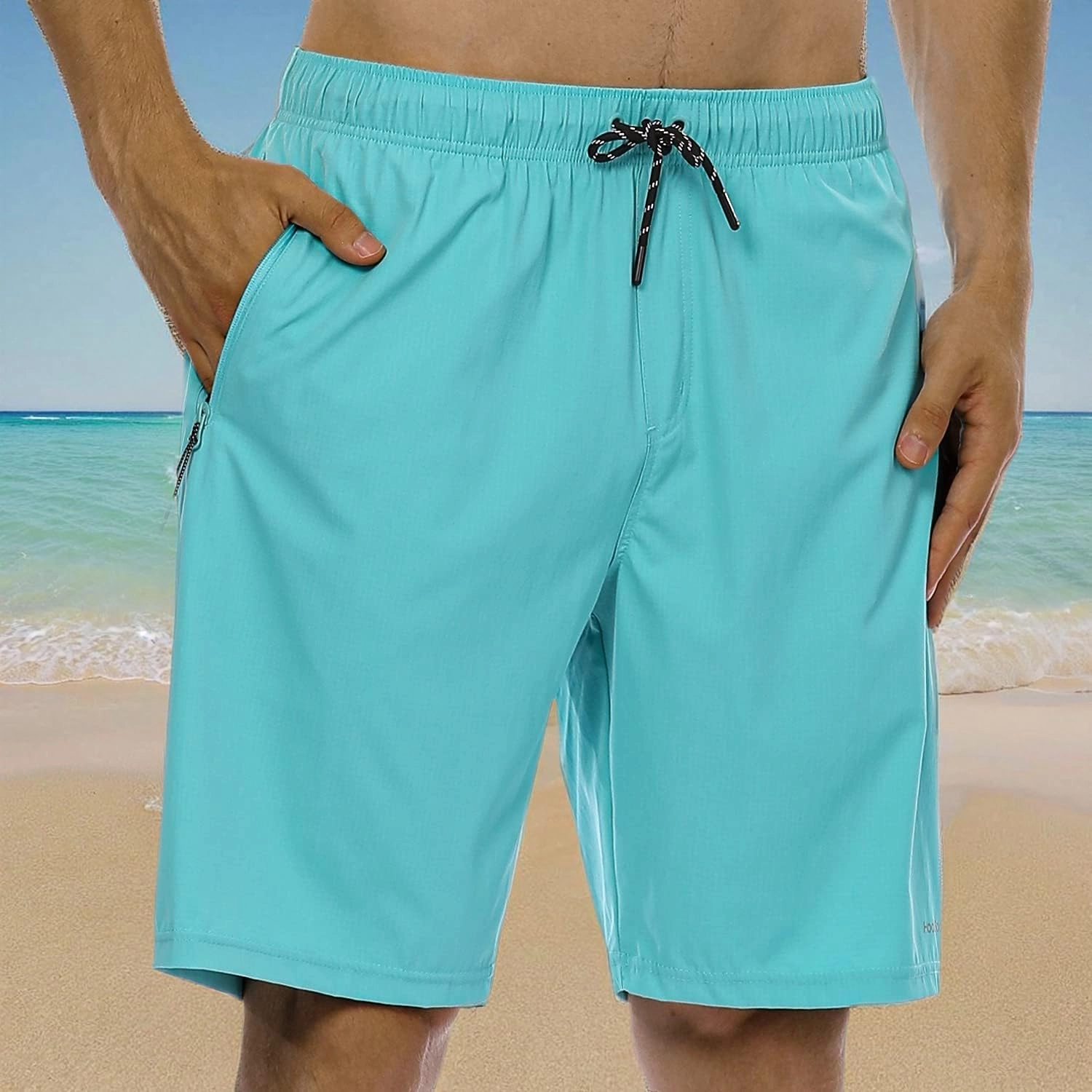 HODOSPORTS Mens No Liner Swim Trunks Quick-Dry with Zipper Pockets