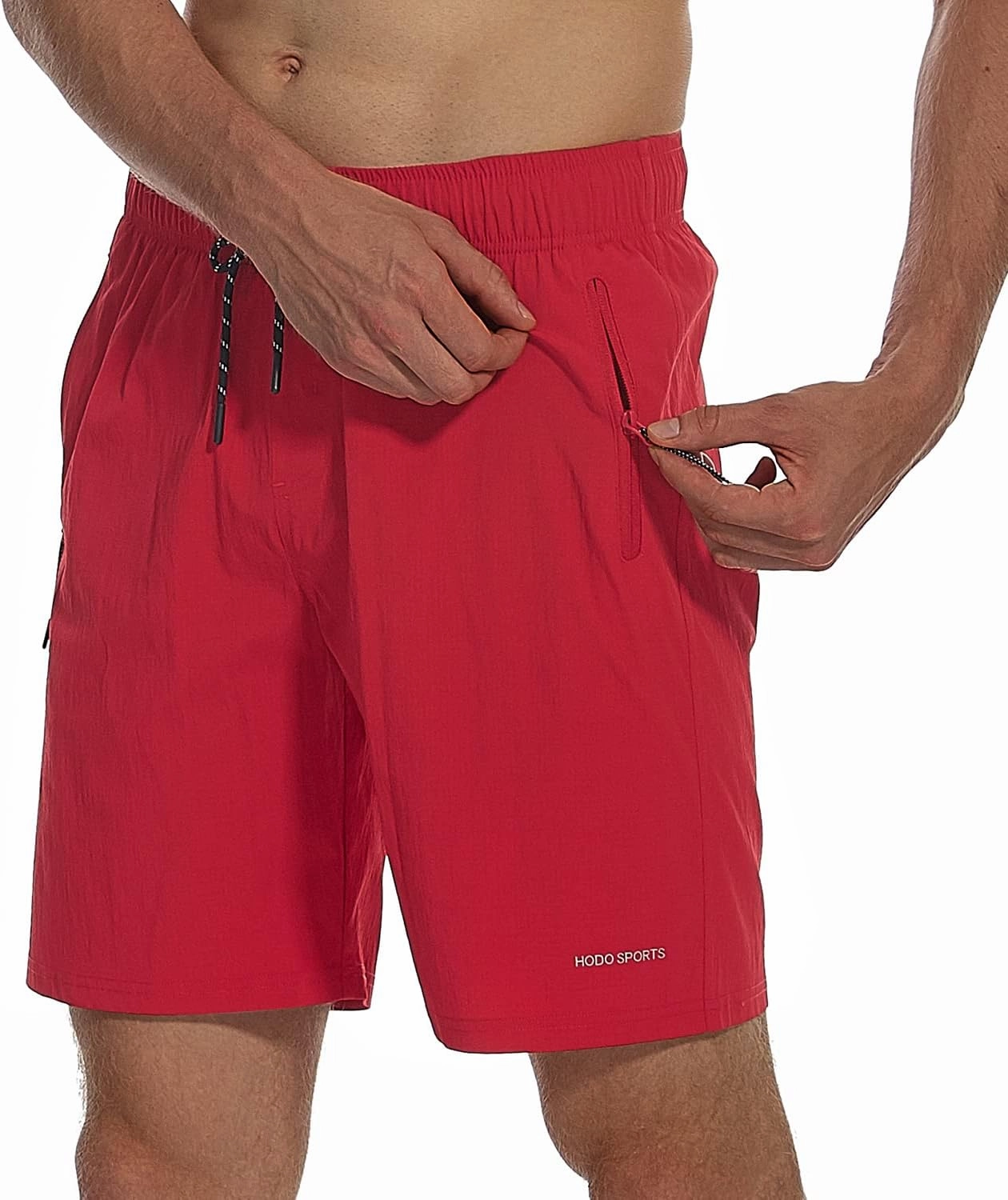 HODOSPORTS Mens No Liner Swim Trunks Quick-Dry with Zipper Pockets