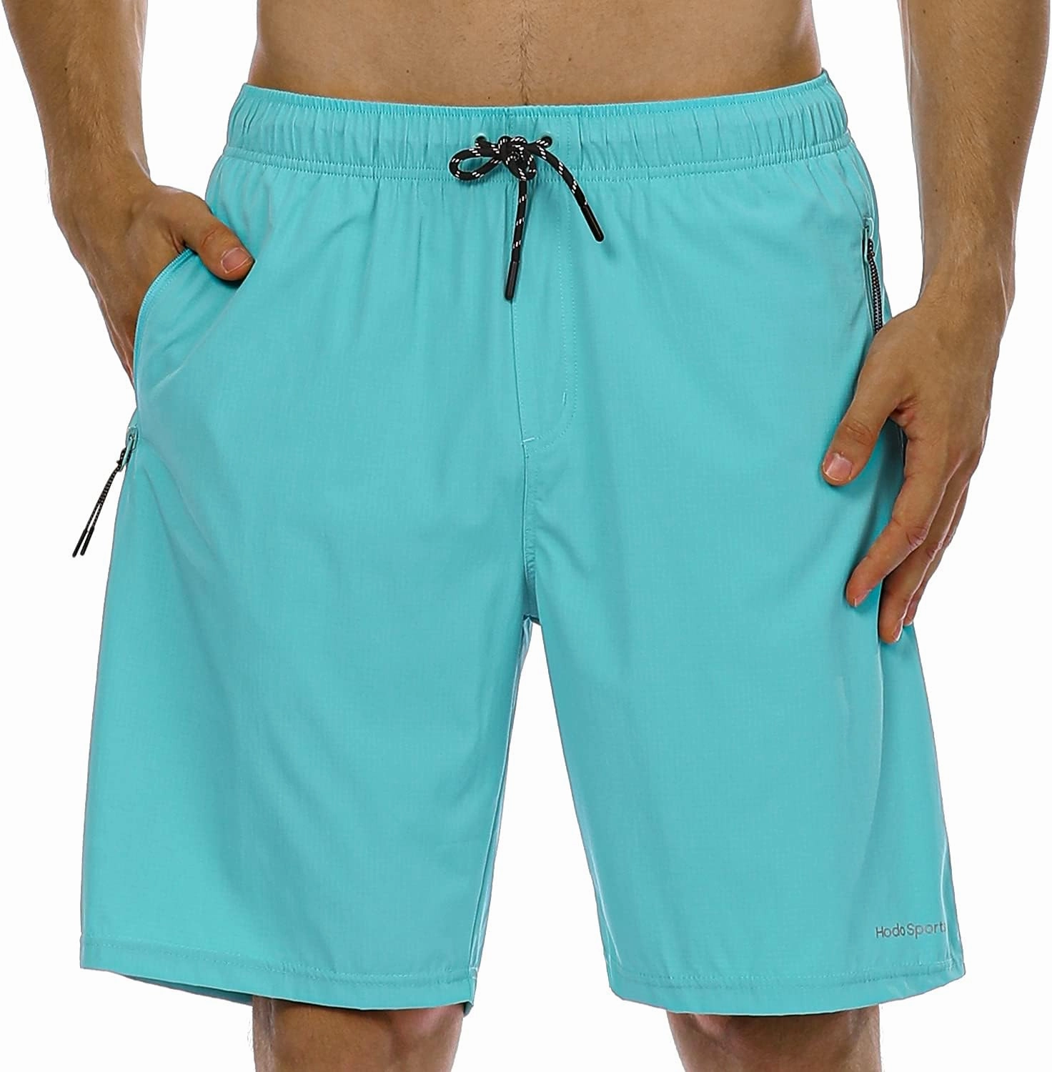 HODOSPORTS Mens No Liner Swim Trunks Quick-Dry with Zipper Pockets