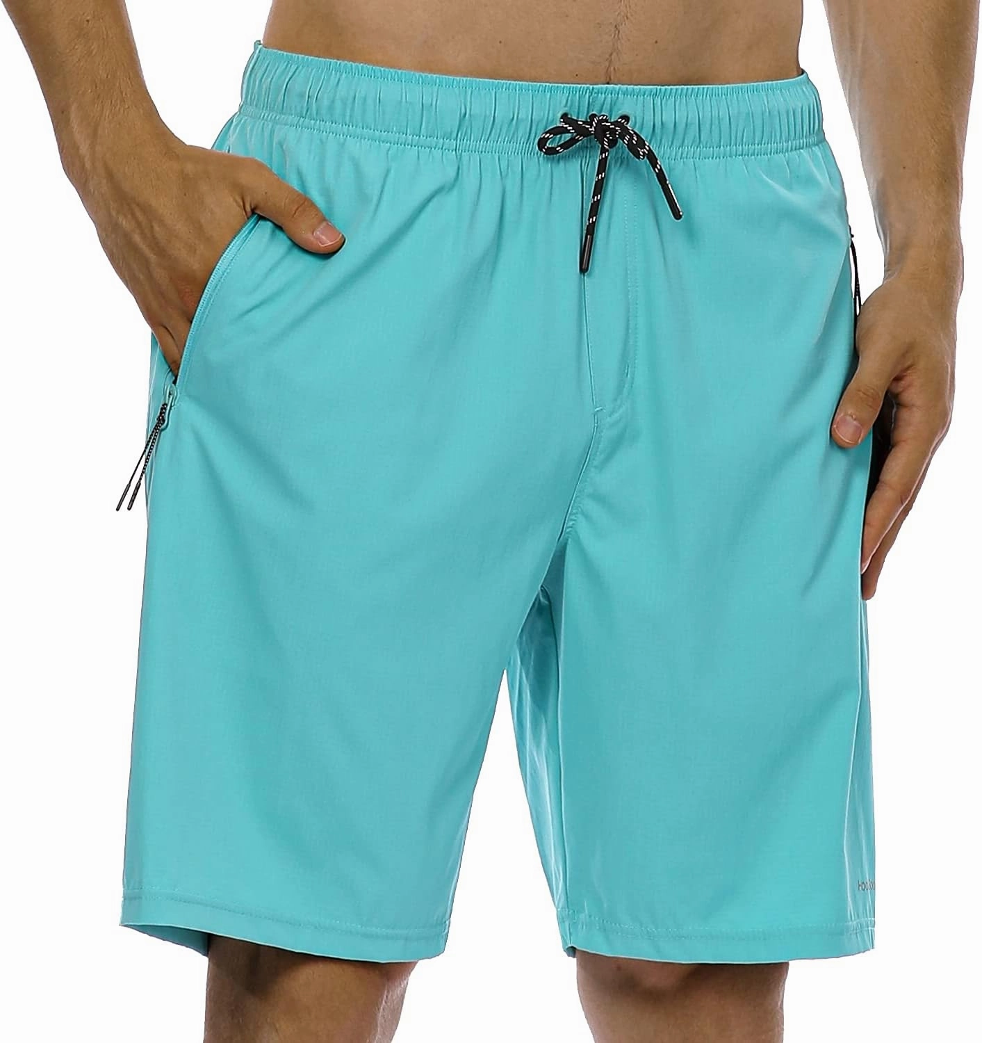 HODOSPORTS Mens No Liner Swim Trunks Quick-Dry with Zipper Pockets