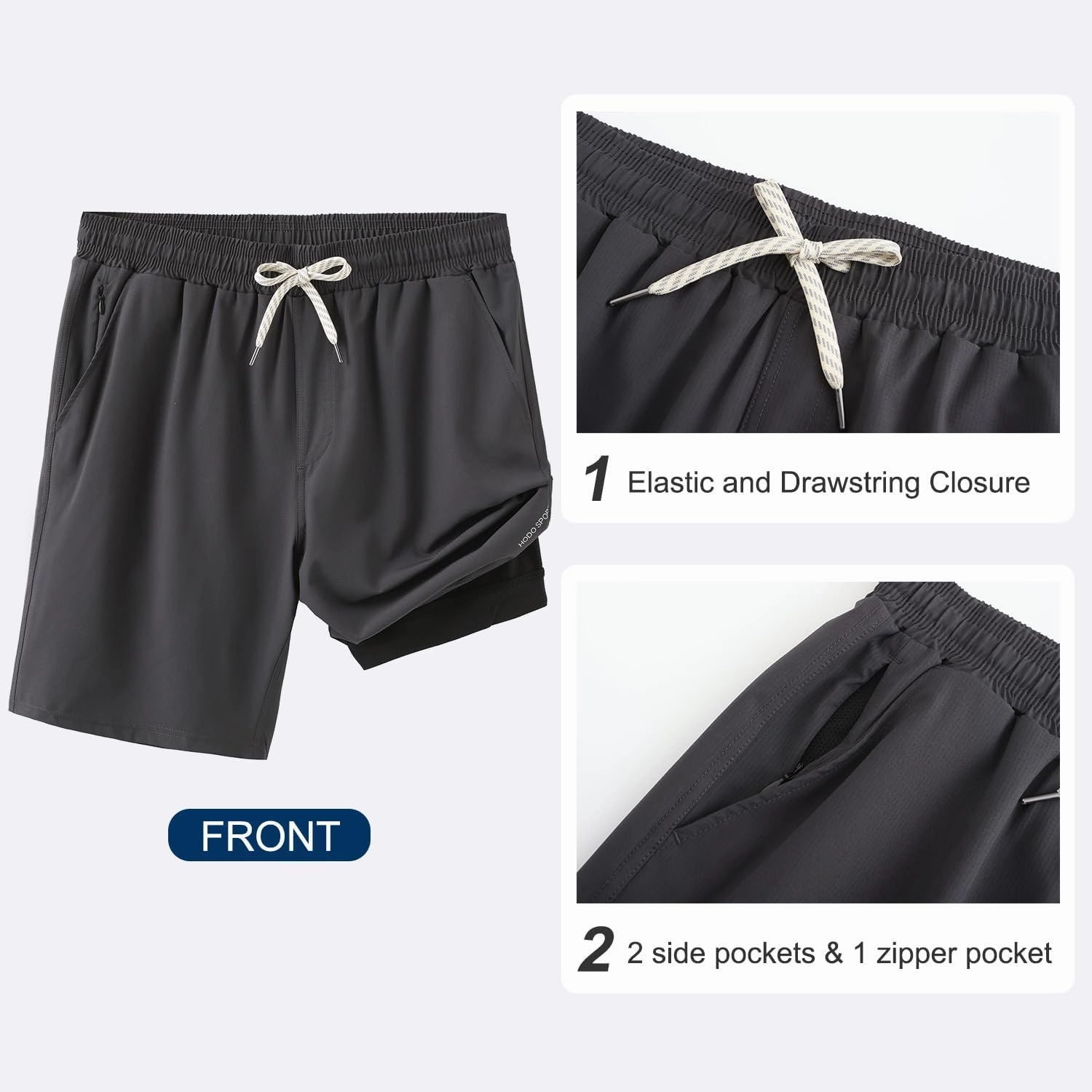 HODOSPORTS Mens Swim Trunks with Compression Liner 9 Inch Quick Dry Swim Shorts with Pockets Swim Suit