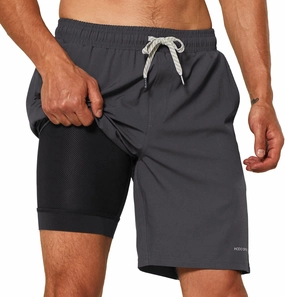 HODOSPORTS Mens Swim Trunks with Compression Liner 9 Inch Quick Dry Swim Shorts with Pockets Swim Suit