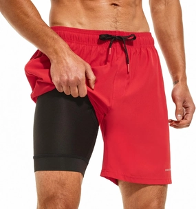 HODOSPORTS Mens Swimsuit Trunks 7" Quick-Dry Swim Shorts with Compression Liner and Zipper Pockets