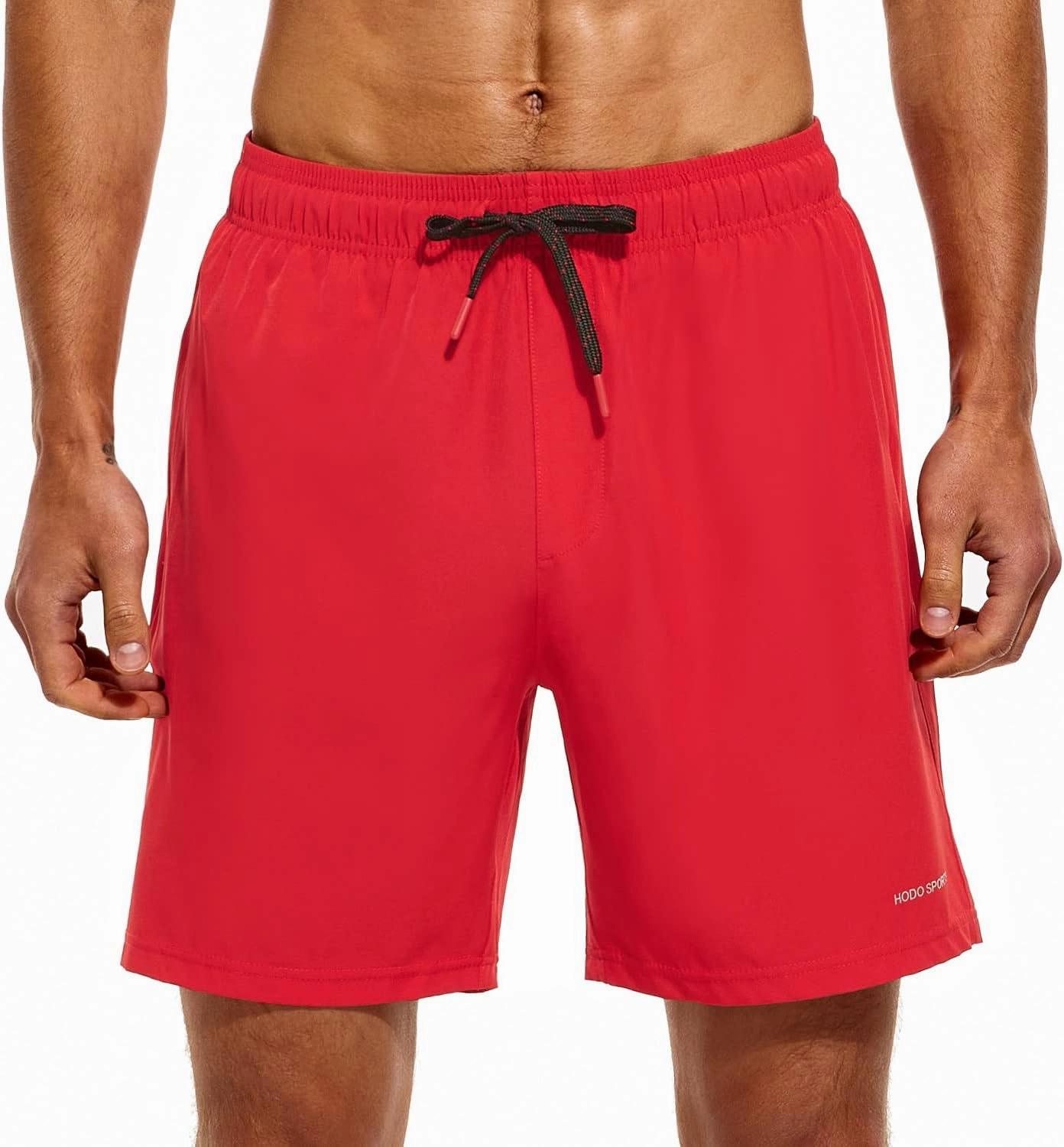 HODOSPORTS Mens Swimsuit Trunks 7" Quick-Dry Swim Shorts with Compression Liner and Zipper Pockets