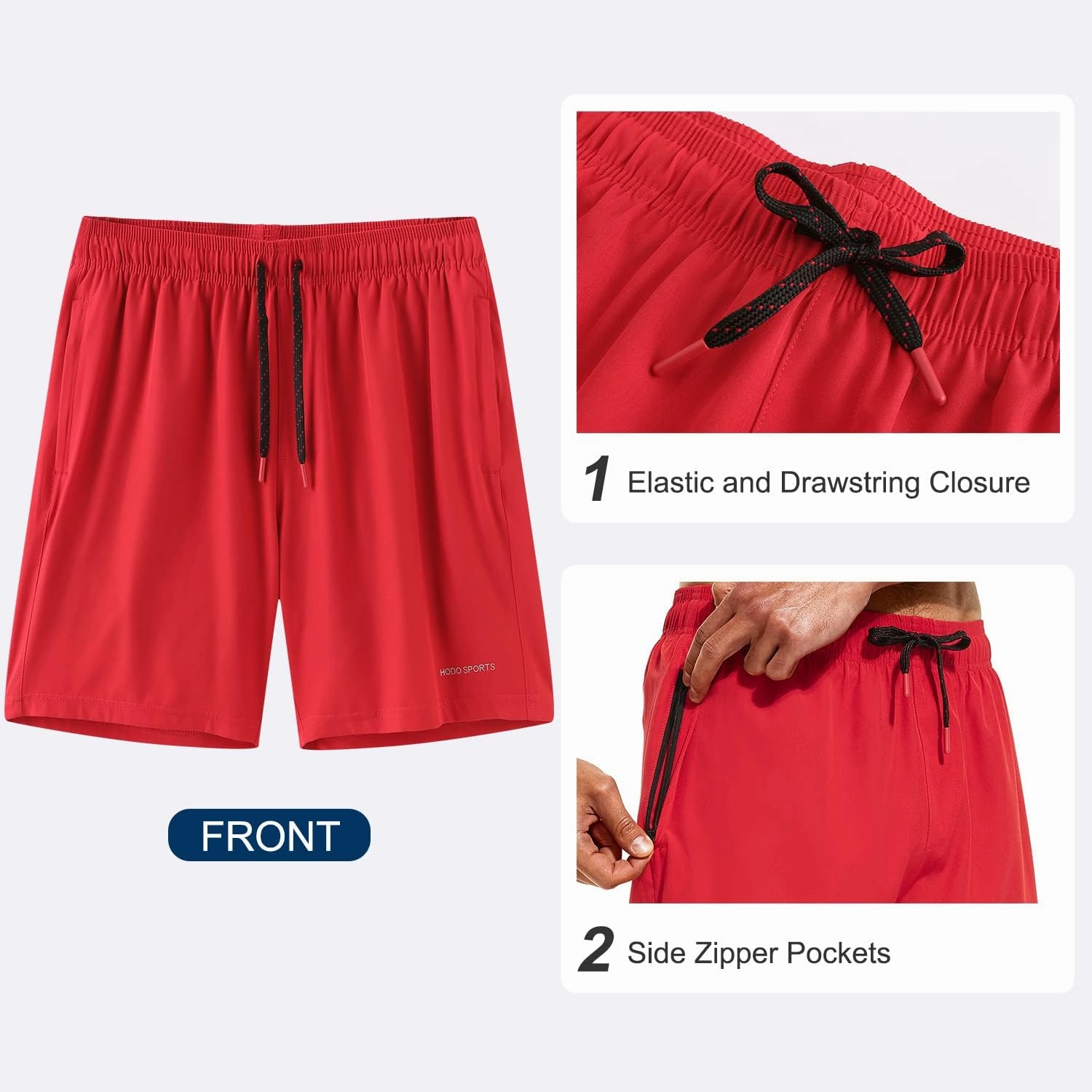 HODOSPORTS Mens Swimsuit Trunks 7" Quick-Dry Swim Shorts with Compression Liner and Zipper Pockets
