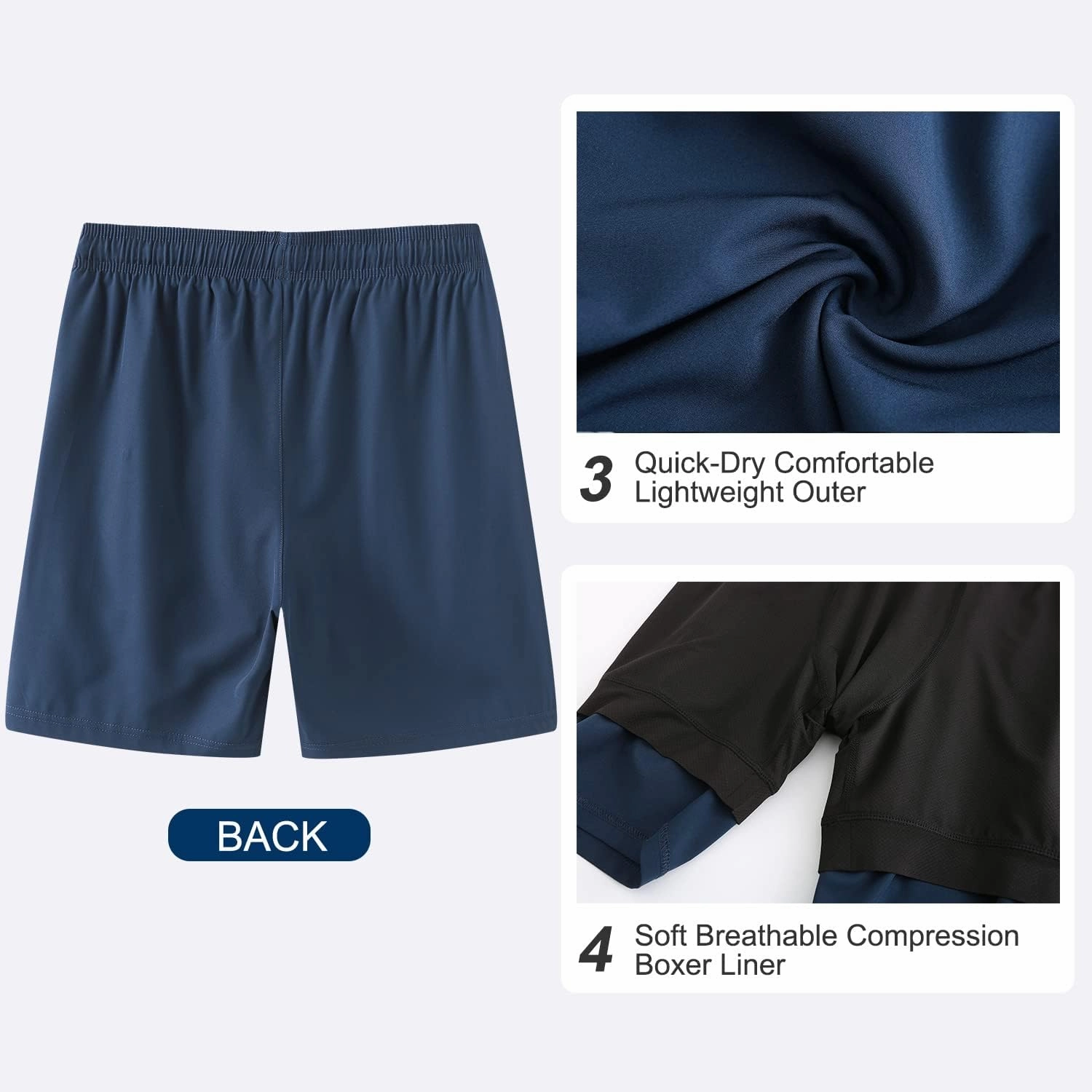 HODOSPORTS Mens Swimsuit Trunks 7" Quick-Dry Swim Shorts with Compression Liner and Zipper Pockets