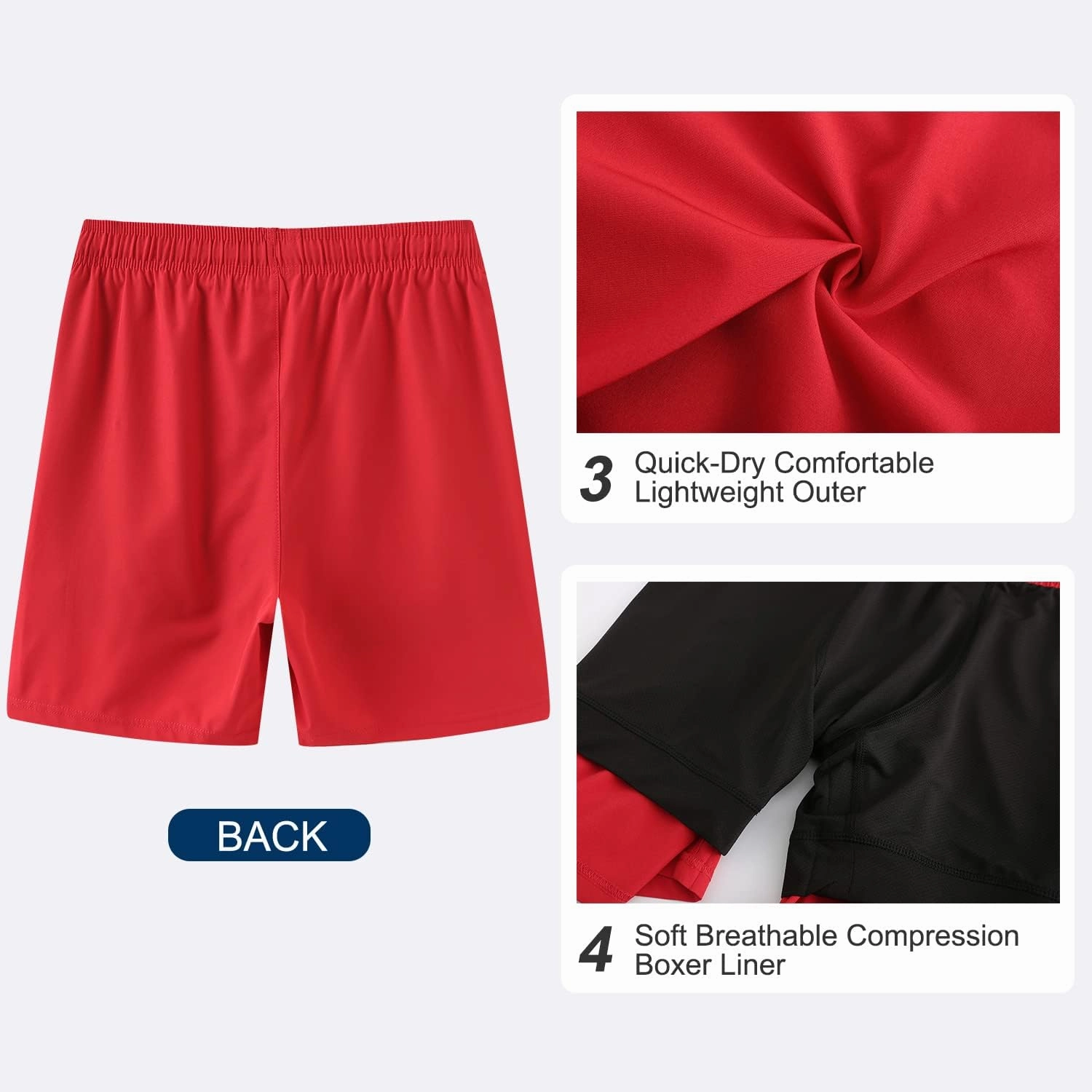HODOSPORTS Mens Swimsuit Trunks 7" Quick-Dry Swim Shorts with Compression Liner and Zipper Pockets