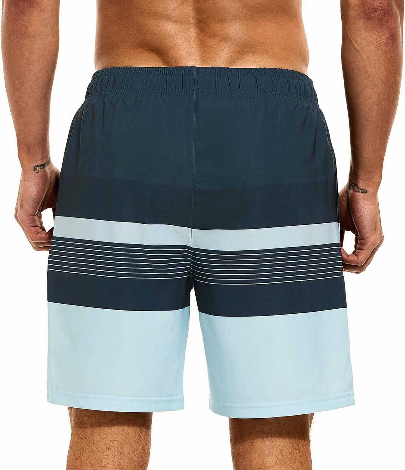 HODOSPORTS Mens Swimsuit Trunks 7" Quick-Dry Swim Shorts with Compression Liner and Zipper Pockets