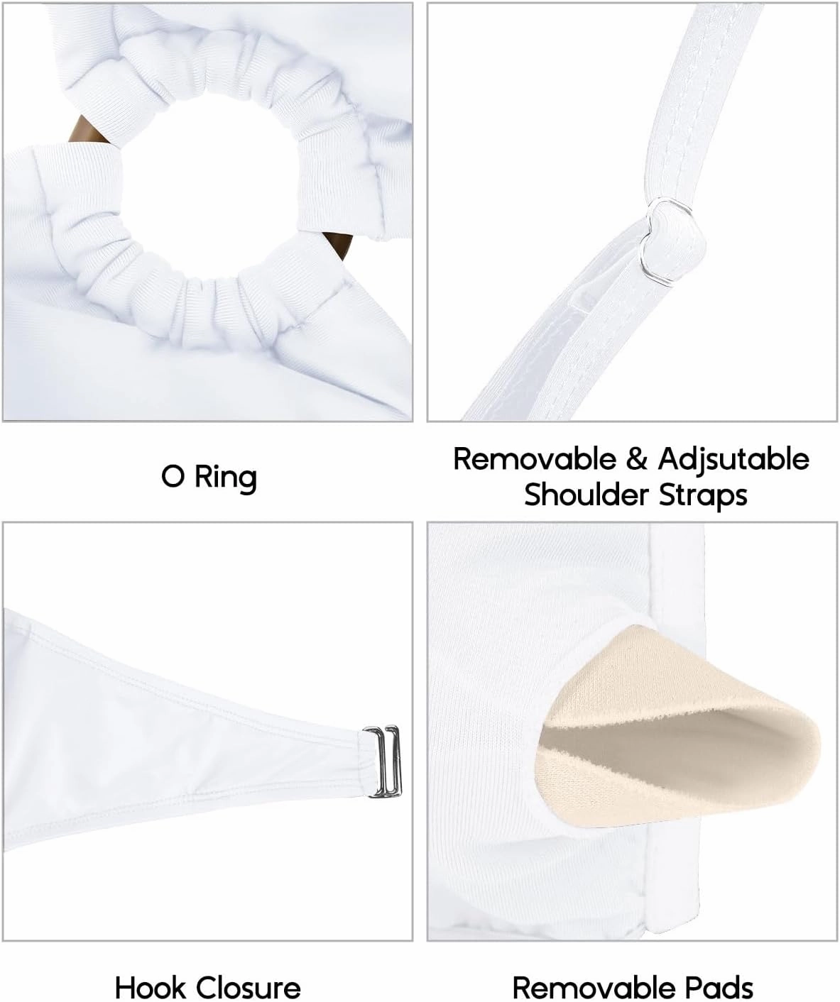 Holipick Bandeau Bikini Top for Women Strapless Swimsuit Tops Only Bathing Suit Tops with Shoulder Straps