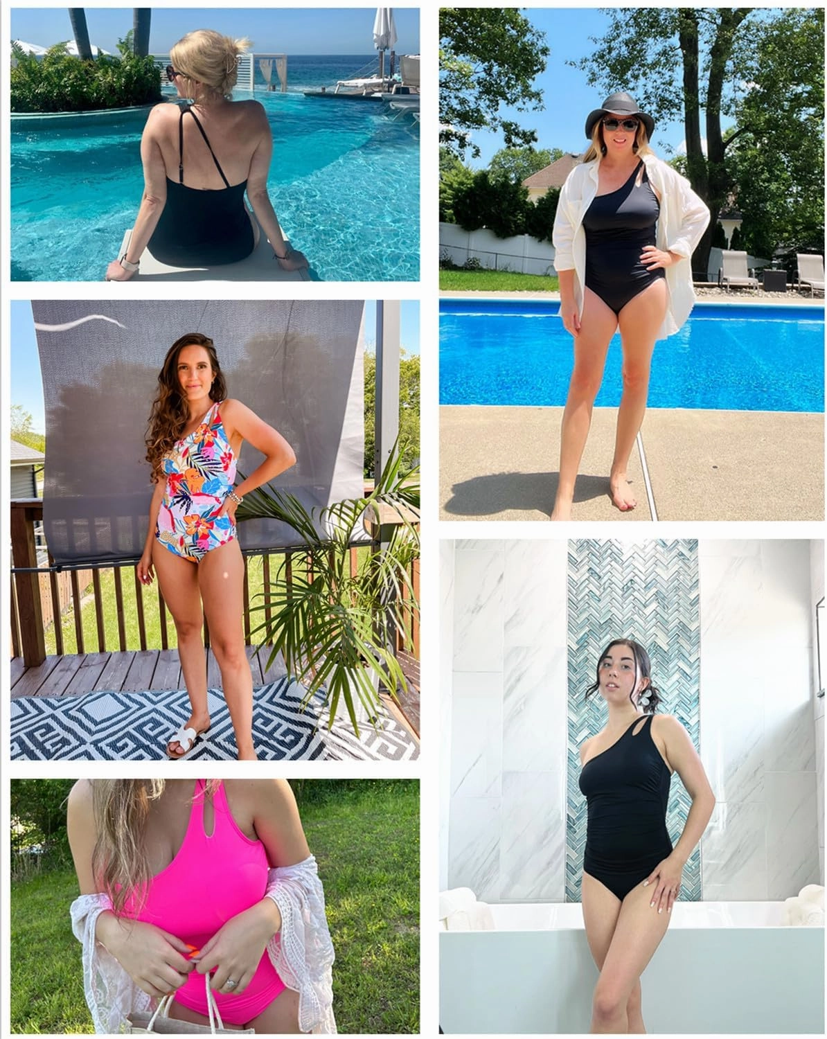 Holipick One Shoulder One Piece Swimsuit for Women Tummy Control Bathing Suits Modest Full Coverage Keyhole Swimwear