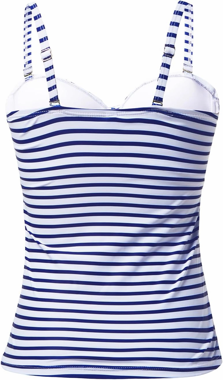 Holipick Tankini Top for Women Twist Front Bandeau Swimsuit Tummy Control Bathing Suit Top Only No Bottom
