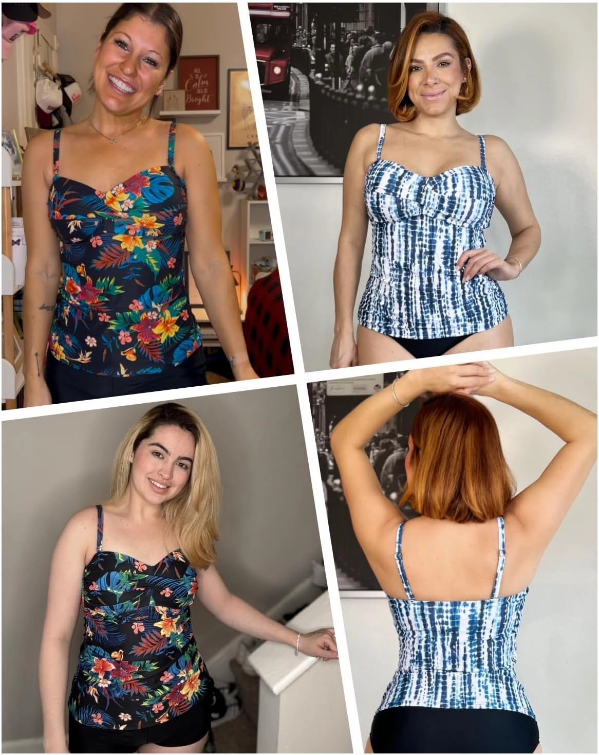 Holipick Tankini Top for Women Twist Front Bandeau Swimsuit Tummy Control Bathing Suit Top Only No Bottom