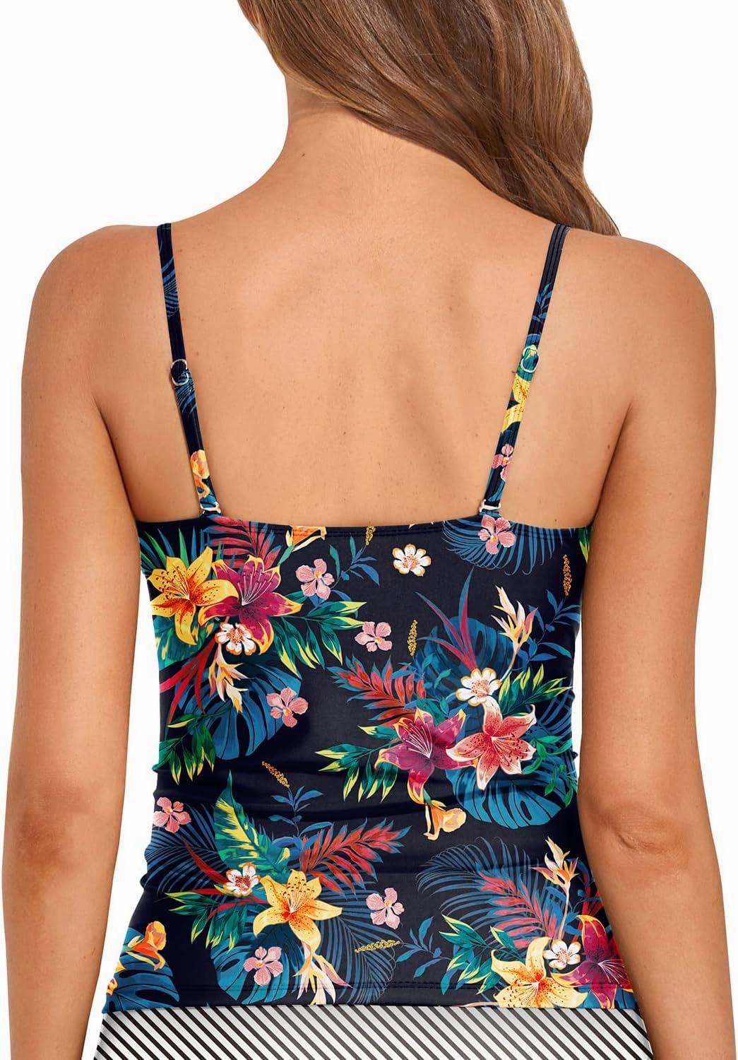 Holipick Tankini Top for Women Twist Front Bandeau Swimsuit Tummy Control Bathing Suit Top Only No Bottom