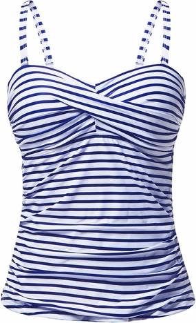 Holipick Tankini Top for Women Twist Front Bandeau Swimsuit Tummy Control Bathing Suit Top Only No Bottom