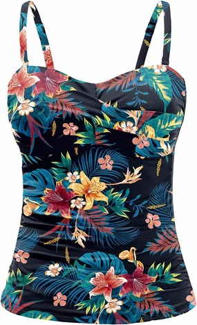 Holipick Tankini Top for Women Twist Front Bandeau Swimsuit Tummy Control Bathing Suit Top Only No Bottom
