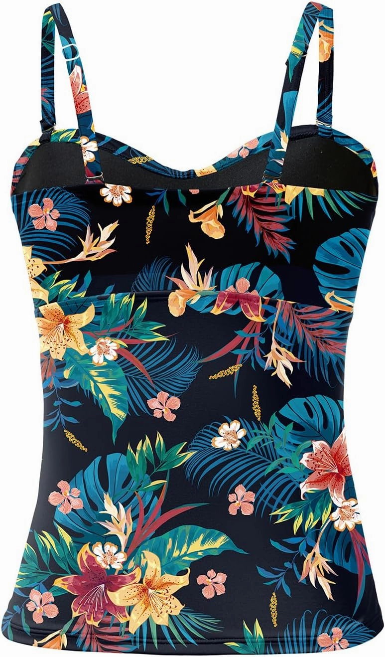 Holipick Tankini Top for Women Twist Front Bandeau Swimsuit Tummy Control Bathing Suit Top Only No Bottom