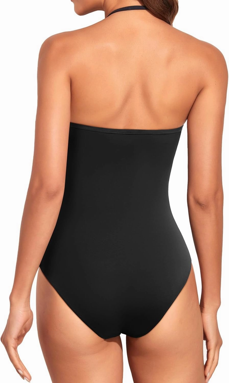 Holipick Women Tummy Control One Piece Swimsuits Strapless Bandeau Bathing Suits Slimming Halter Swimwear