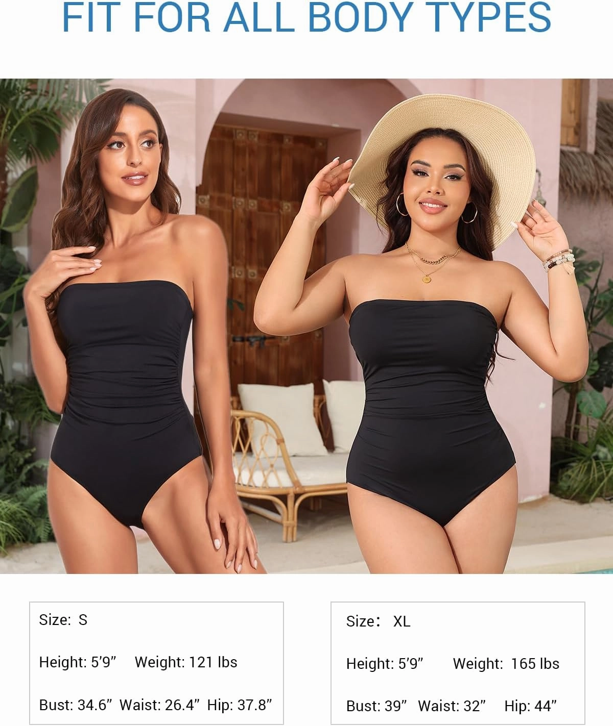 Holipick Women Tummy Control One Piece Swimsuits Strapless Bandeau Bathing Suits Slimming Halter Swimwear