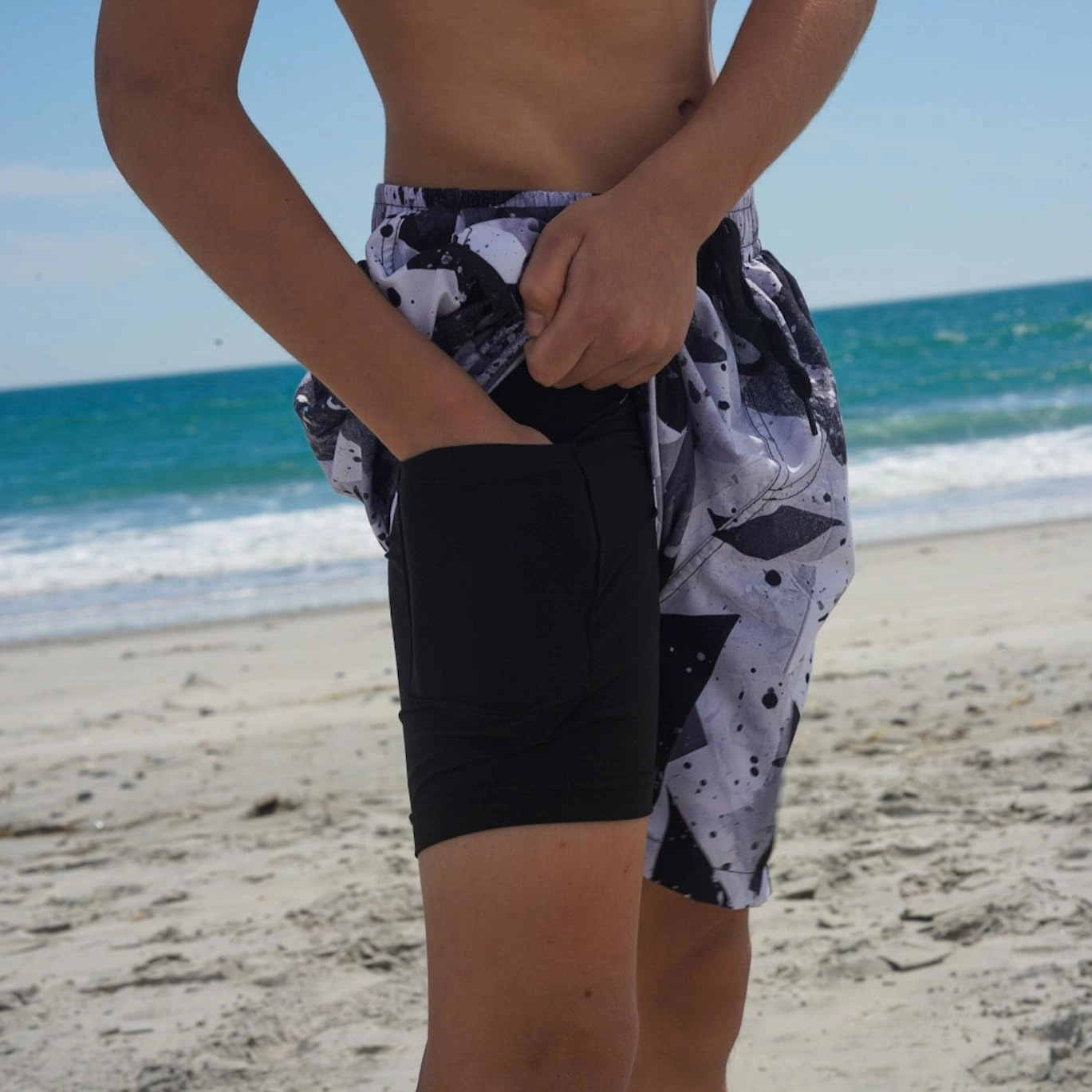 Idgreatim 5-16T Boys Swim Trunks with Compression Liner Summer Beach Quick Dry Swimsuit Bathing Suit