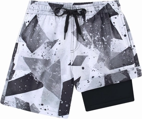 Idgreatim 5-16T Boys Swim Trunks with Compression Liner Summer Beach Quick Dry Swimsuit Bathing Suit