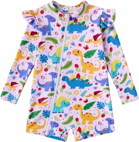 Idgreatim Baby Girls Swimsuit Toddler Kids Rash Guard Bathing Suit Infant One Piece Long Sleeve Zipper Swimwear 3-24 Months