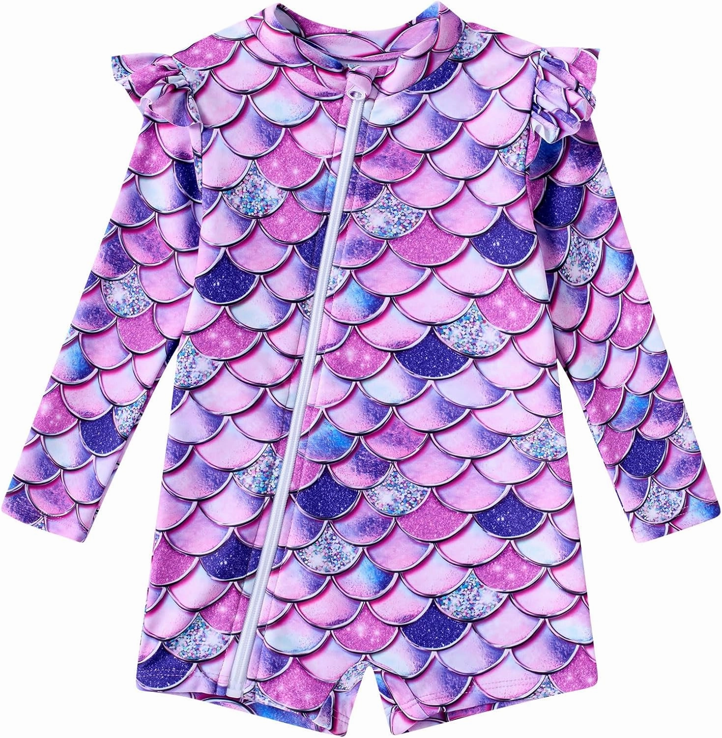 Idgreatim Baby Girls Swimsuit Toddler Kids Rash Guard Bathing Suit Infant One Piece Long Sleeve Zipper Swimwear 3-24 Months