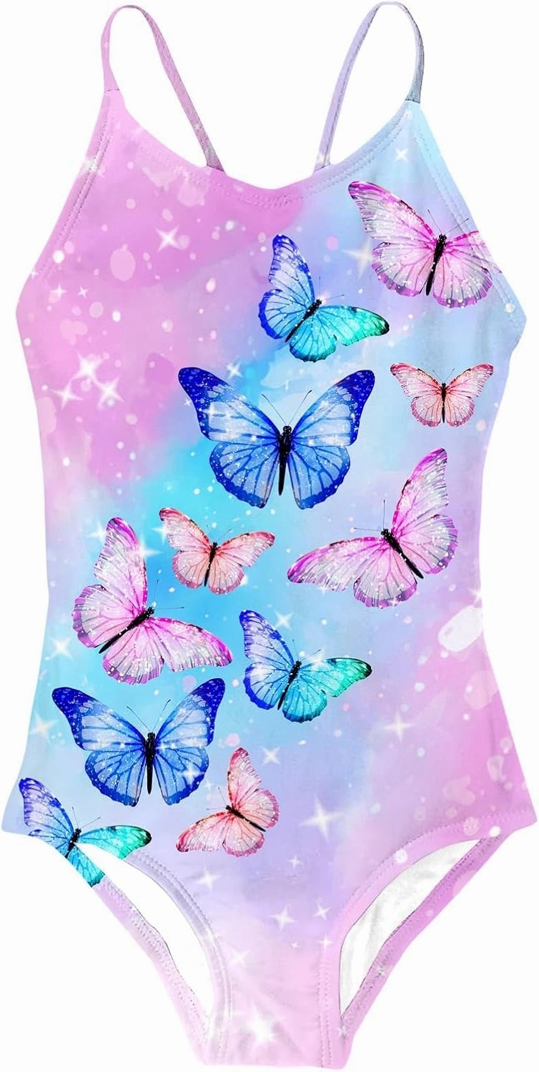 Idgreatim Girls One Piece Swimsuits Quick Dry Beach Swimwear Bathing Suit for Beach 3-12 Years