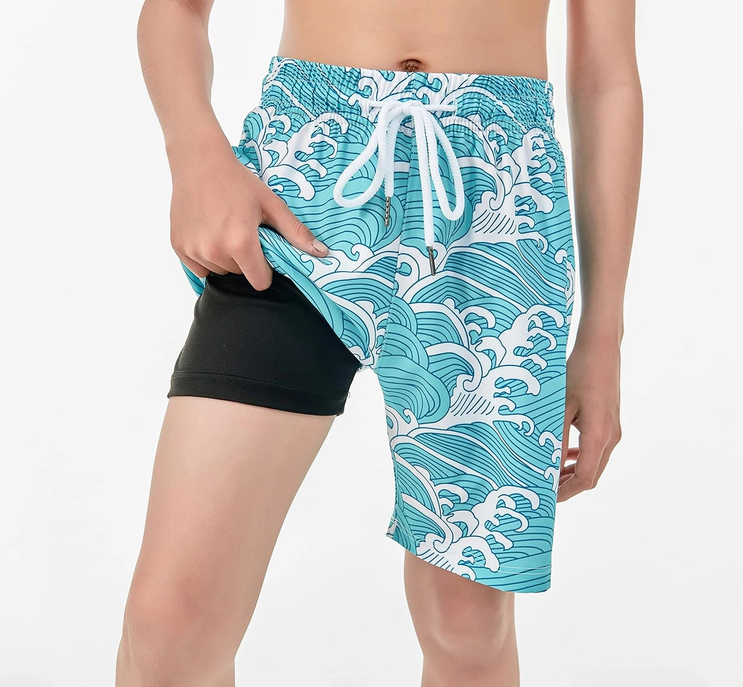 IRELIA Boys Swim Trunks with Boxer Brief Liner Compression Swimming Shorts Quick Dry Swimwear
