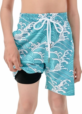 IRELIA Boys Swim Trunks with Boxer Brief Liner Compression Swimming Shorts Quick Dry Swimwear