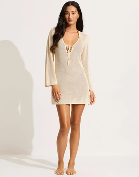 Isla Palm Knit Cover Up - Ecru