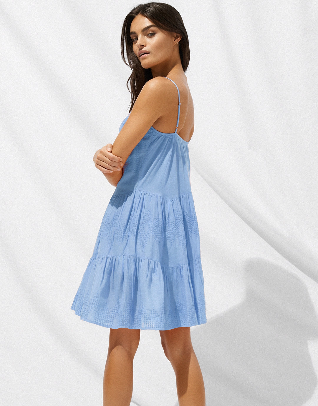 Island Nostalgia Mini Dress - Cornflower