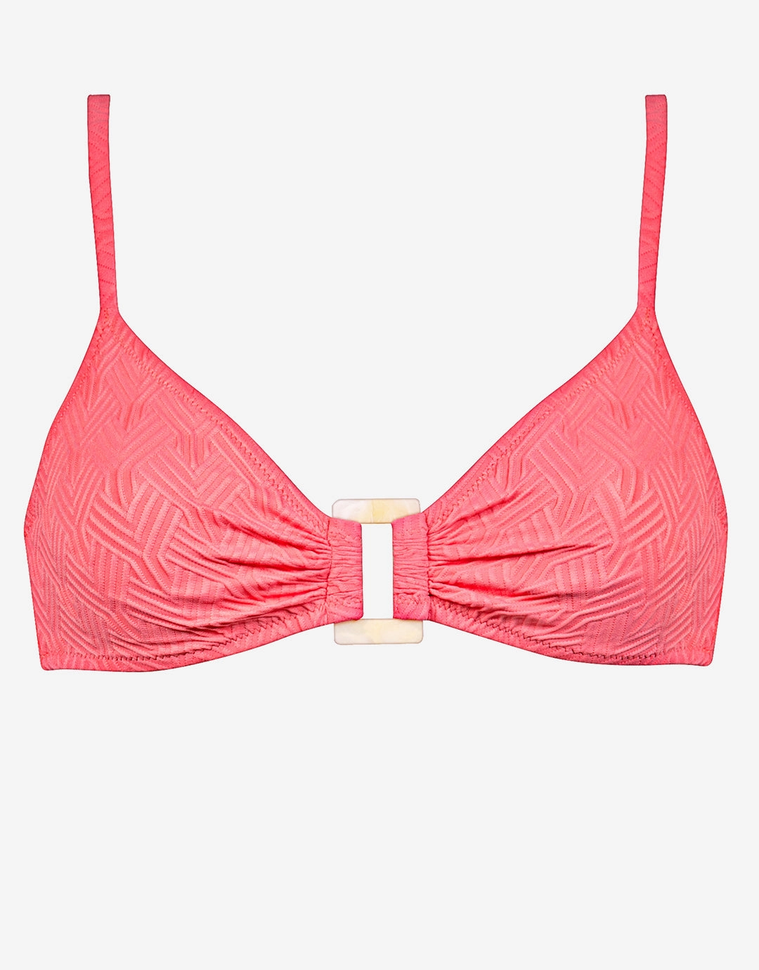 Island Nostalgia Ring Front Bralette Bikini Top - Ocean Coral