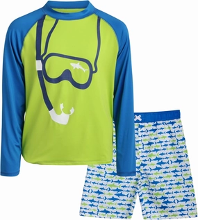 iXtreme Boys Rash Guard Set - 2 Piece UPF 50  Quick Dry Long Sleeve Swim Shirt and Swim Trunks for Boys (Sizes: 2T-14)