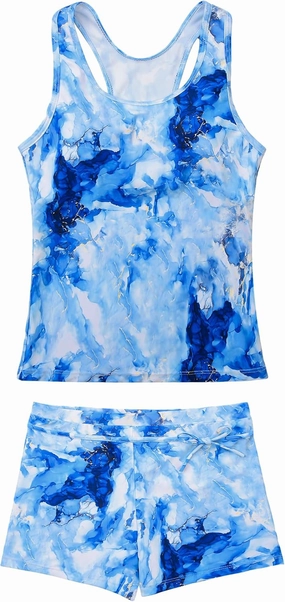 JerrisApparel Little Girls' Summer Two Piece Boyshort Tankini Kids Swimsuit