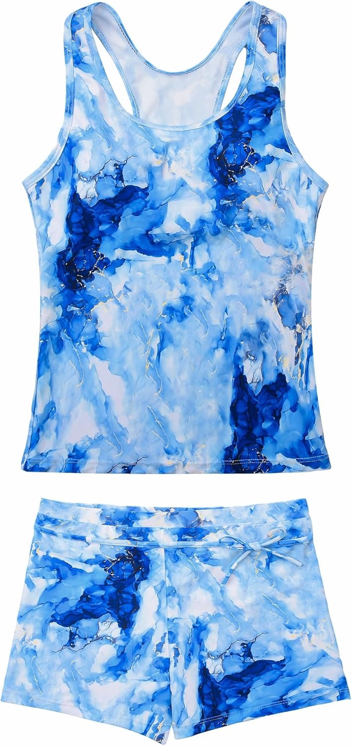 JerrisApparel Little Girls' Summer Two Piece Boyshort Tankini Kids Swimsuit