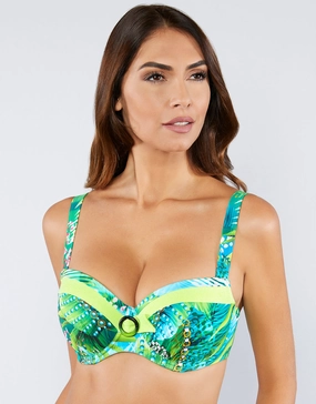 Jungle Balcony Bikini Top - Green