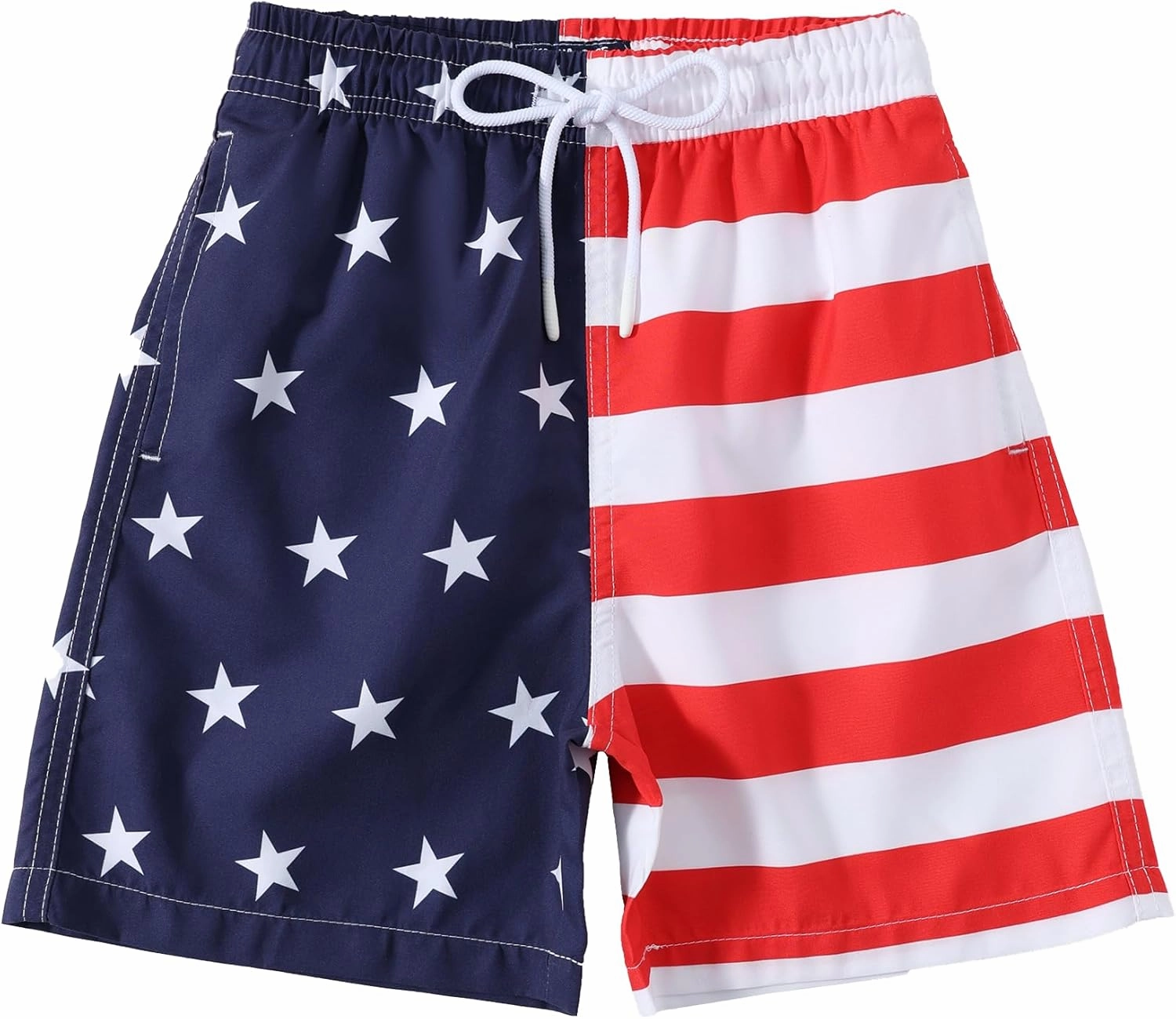 KAILUA SURF 2 Pack Boys Swim Trunks, High-Visibility Safety Colors and American Flag, Quick Dry Kids Shorts, Sizes 2T-16