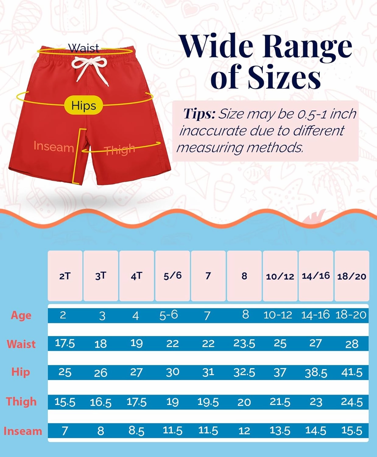 KAILUA SURF Boys' Swim Trunks Quick Dry Board Shorts with Mesh Liner, Sizes 2T-18/20