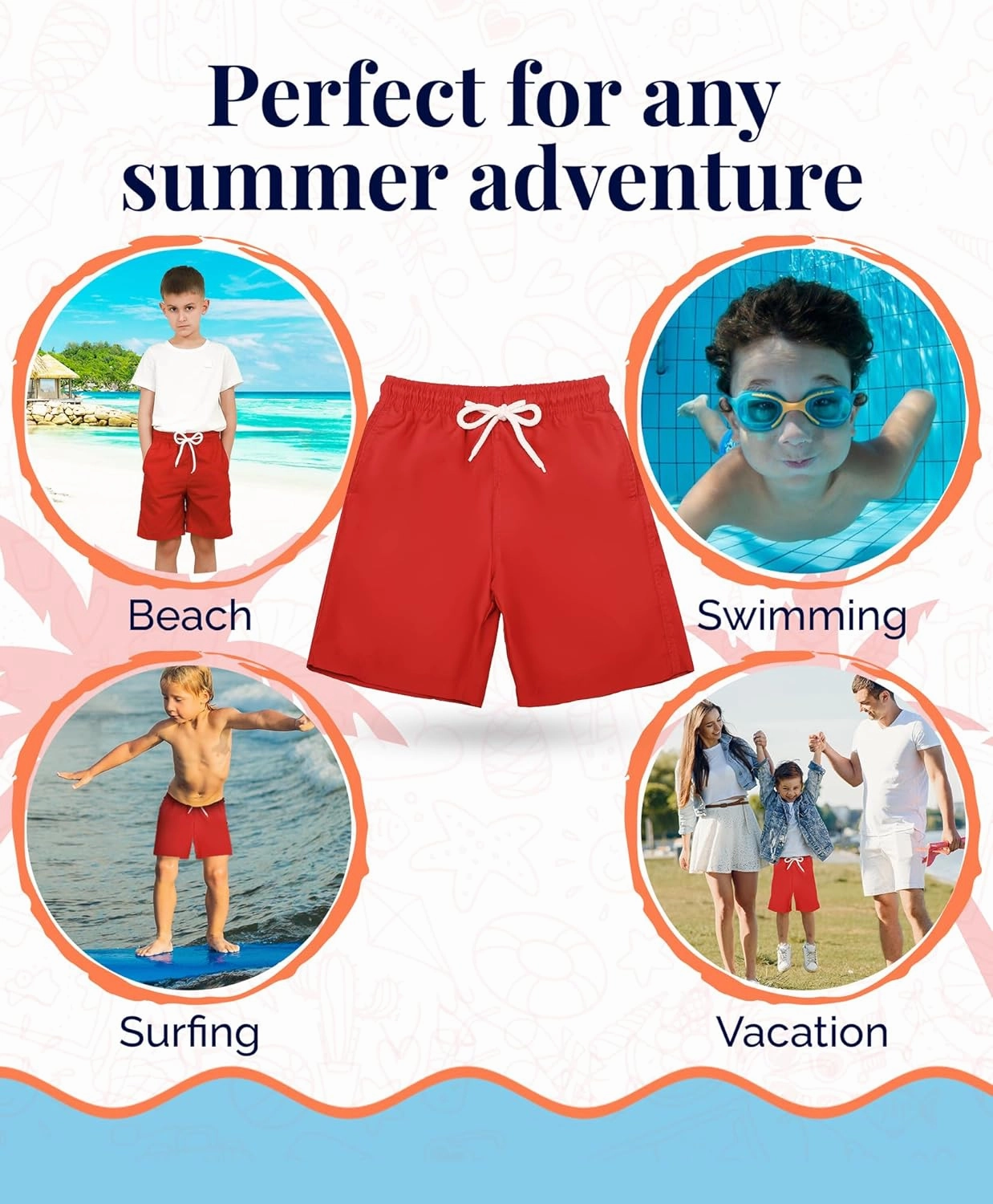 KAILUA SURF Boys' Swim Trunks Quick Dry Board Shorts with Mesh Liner, Sizes 2T-18/20