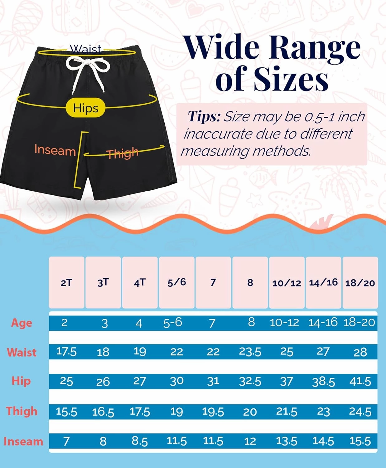 KAILUA SURF Boys' Swim Trunks Quick Dry Board Shorts with Mesh Liner, Sizes 2T-18/20