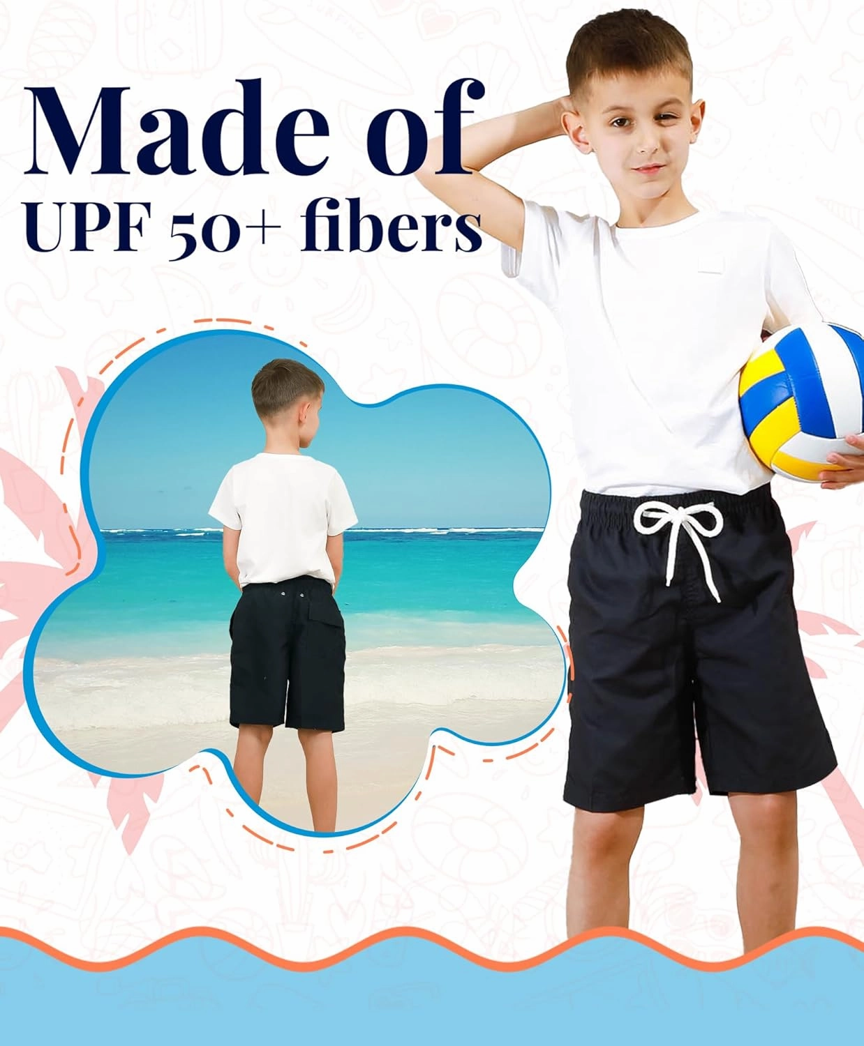 KAILUA SURF Boys' Swim Trunks Quick Dry Board Shorts with Mesh Liner, Sizes 2T-18/20