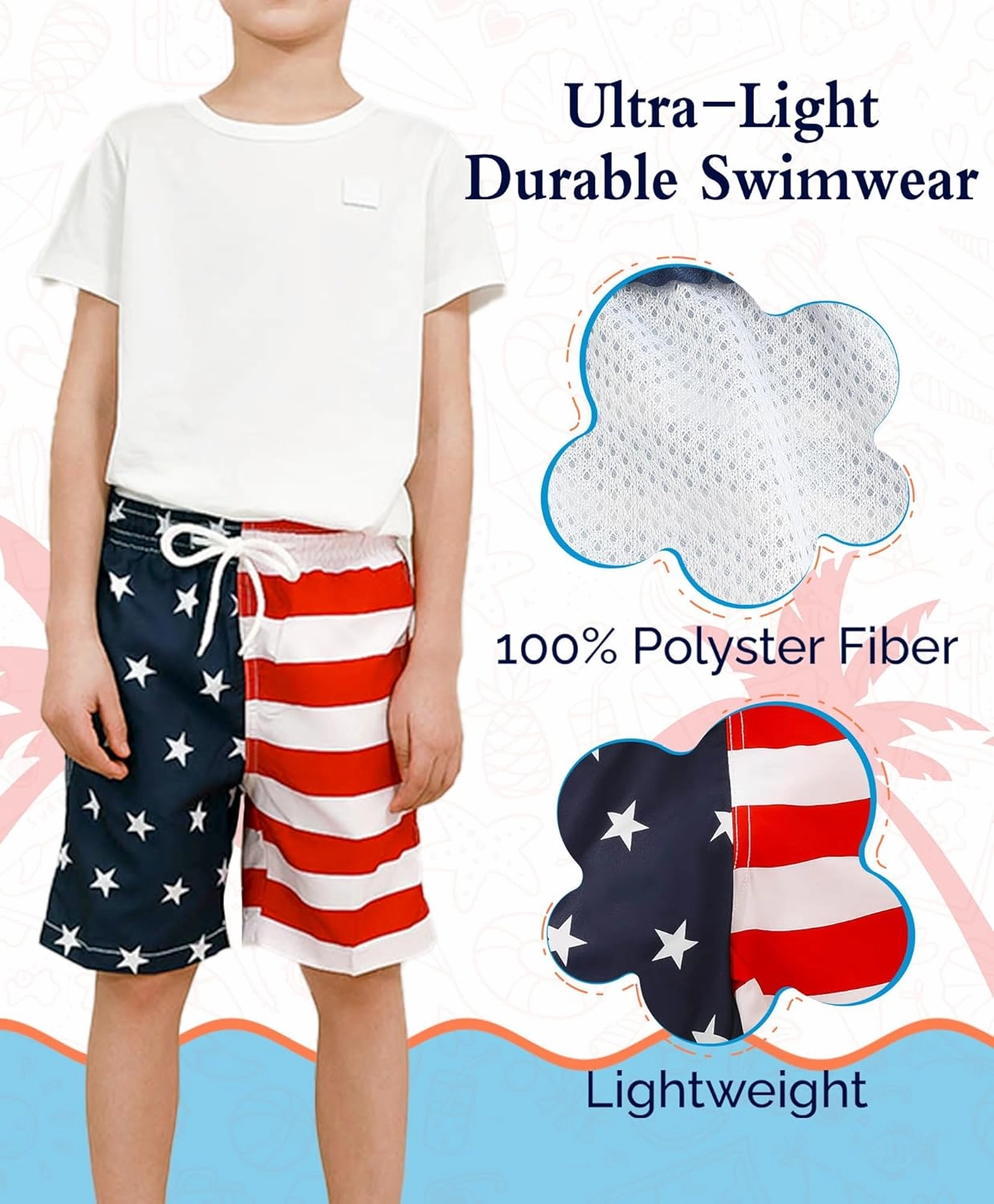 KAILUA SURF Boys' Swim Trunks Quick Dry Board Shorts with Mesh Liner, Sizes 2T-18/20