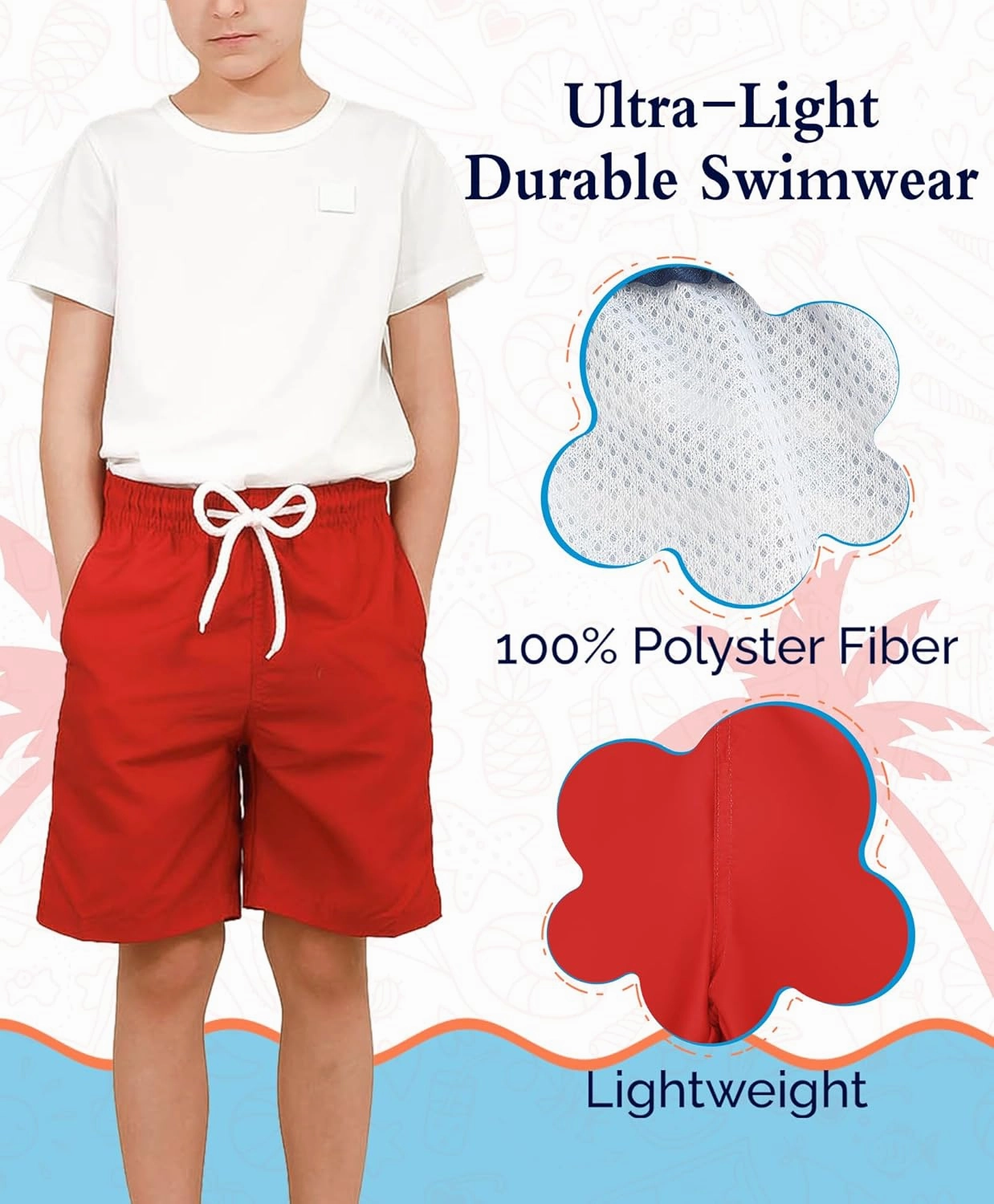 KAILUA SURF Boys' Swim Trunks Quick Dry Board Shorts with Mesh Liner, Sizes 2T-18/20