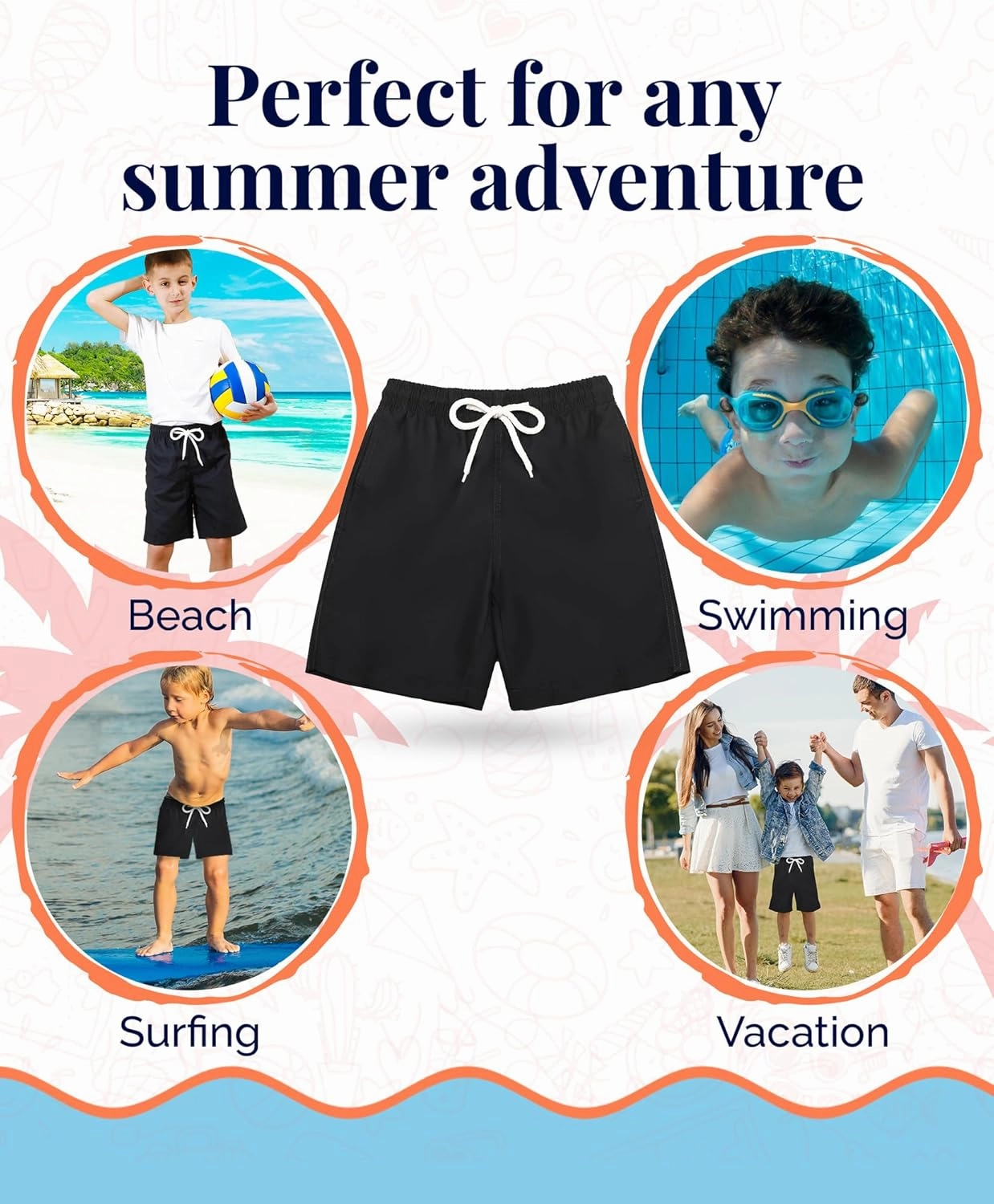 KAILUA SURF Boys' Swim Trunks Quick Dry Board Shorts with Mesh Liner, Sizes 2T-18/20