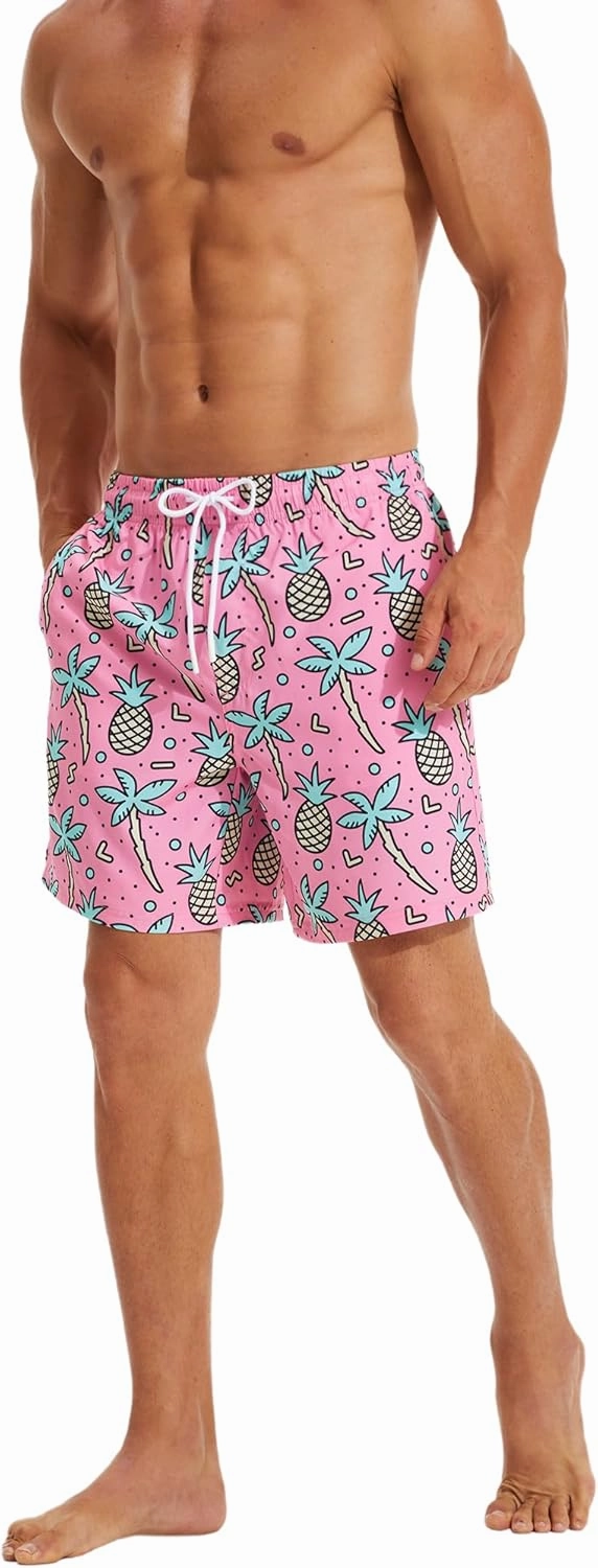 KAIUA SURF Mens Swim Trunks with Compression Liner 7 Inch Inseam Quick Dry Mens Swimming Shorts Bathing Suit