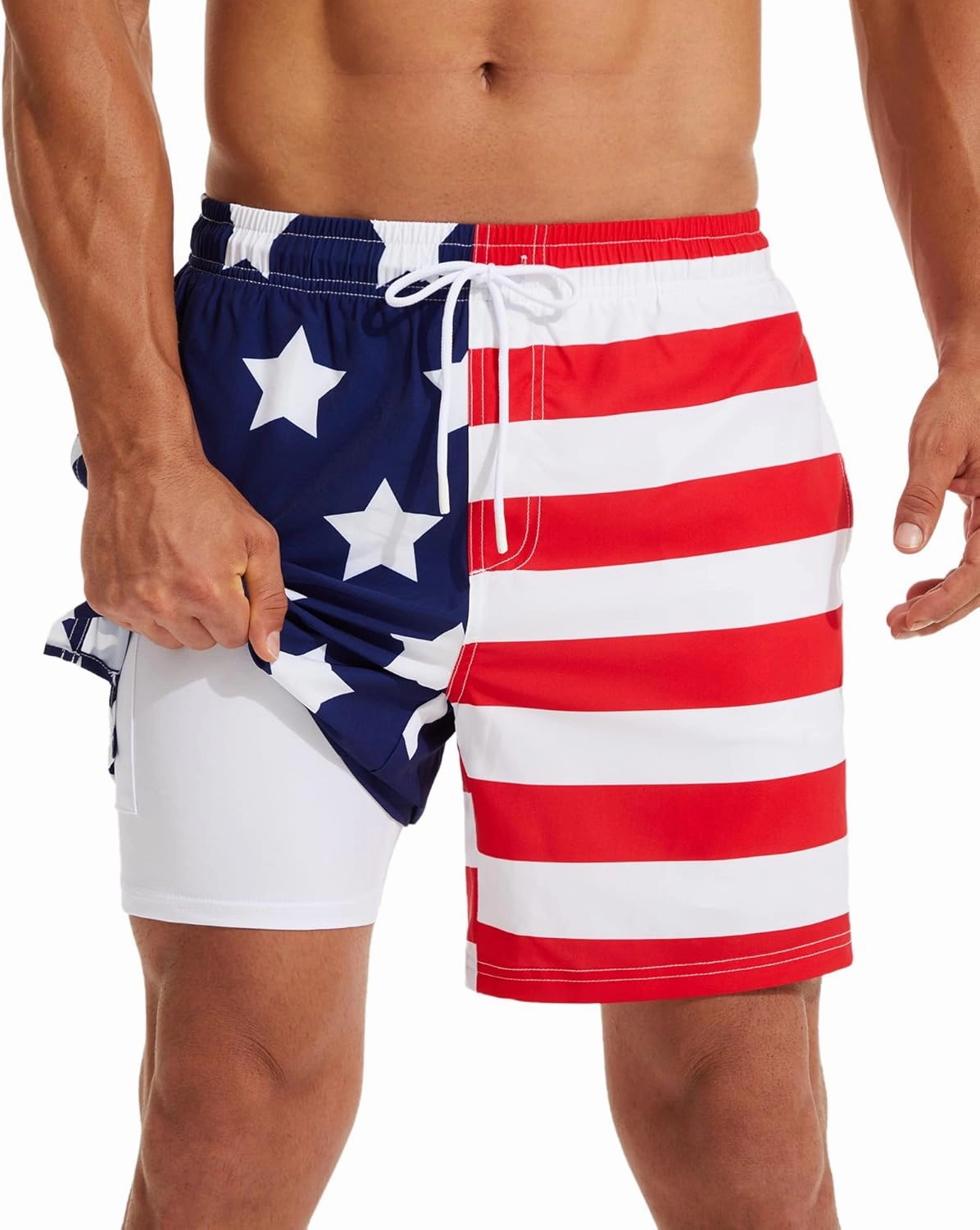 KAIUA SURF Mens Swim Trunks with Compression Liner 7 Inch Inseam Quick Dry Mens Swimming Shorts Bathing Suit