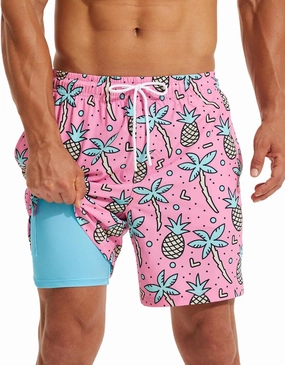 KAIUA SURF Mens Swim Trunks with Compression Liner 7 Inch Inseam Quick Dry Mens Swimming Shorts Bathing Suit