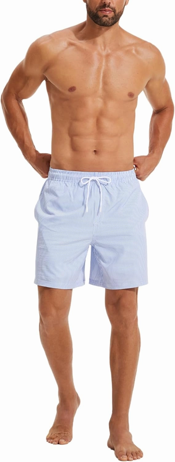 KAIUA SURF Mens Swim Trunks with Compression Liner 7 Inch Inseam Quick Dry Mens Swimming Shorts Bathing Suit